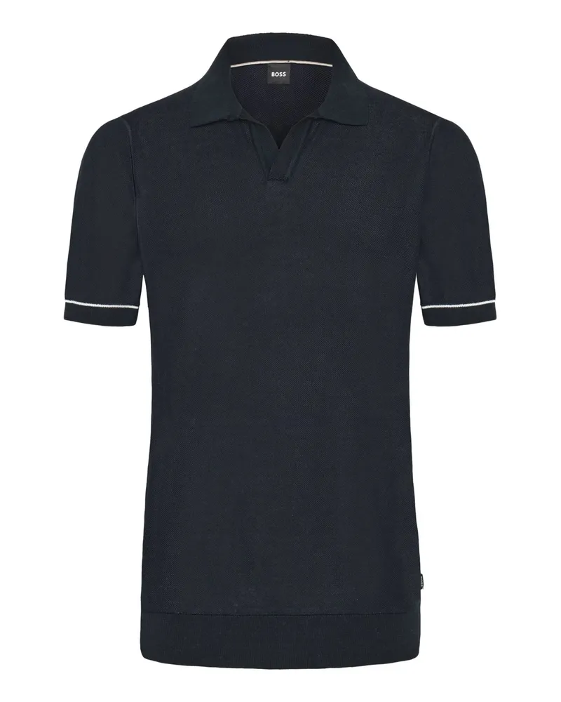 HUGO BOSS Glattes Poloshirt aus einem Baumwolle-Lyocell-Mix in Marine