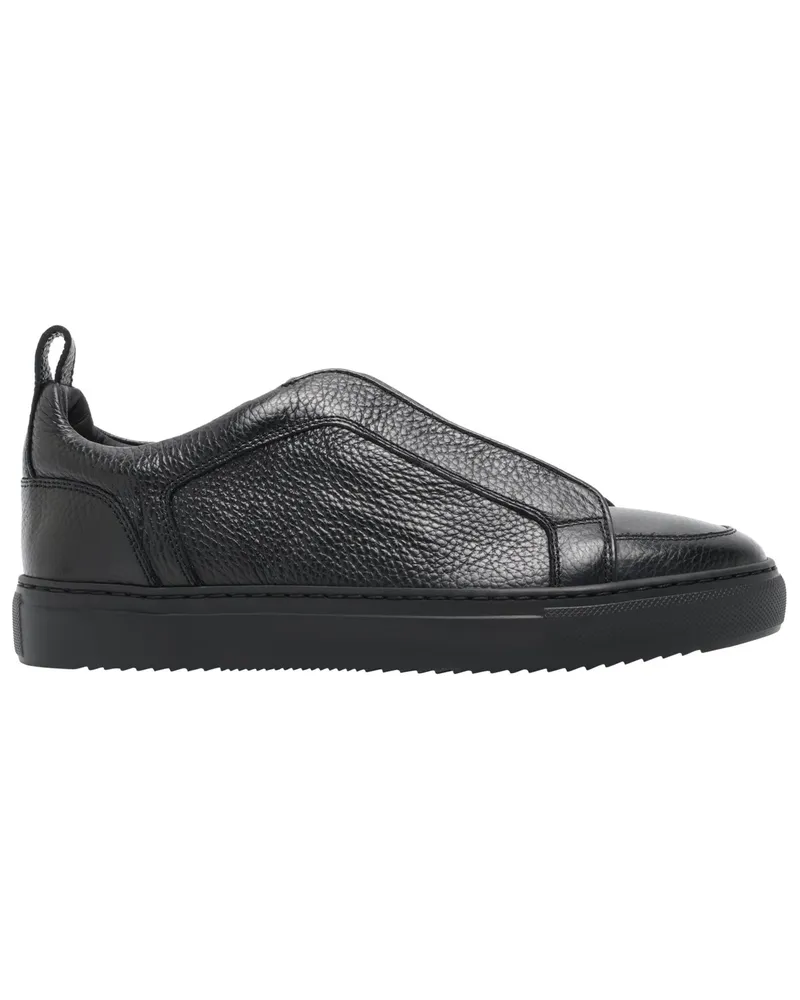 Doucal´s Slip On Sneaker aus genarbtem Nappaleder in Schwarz