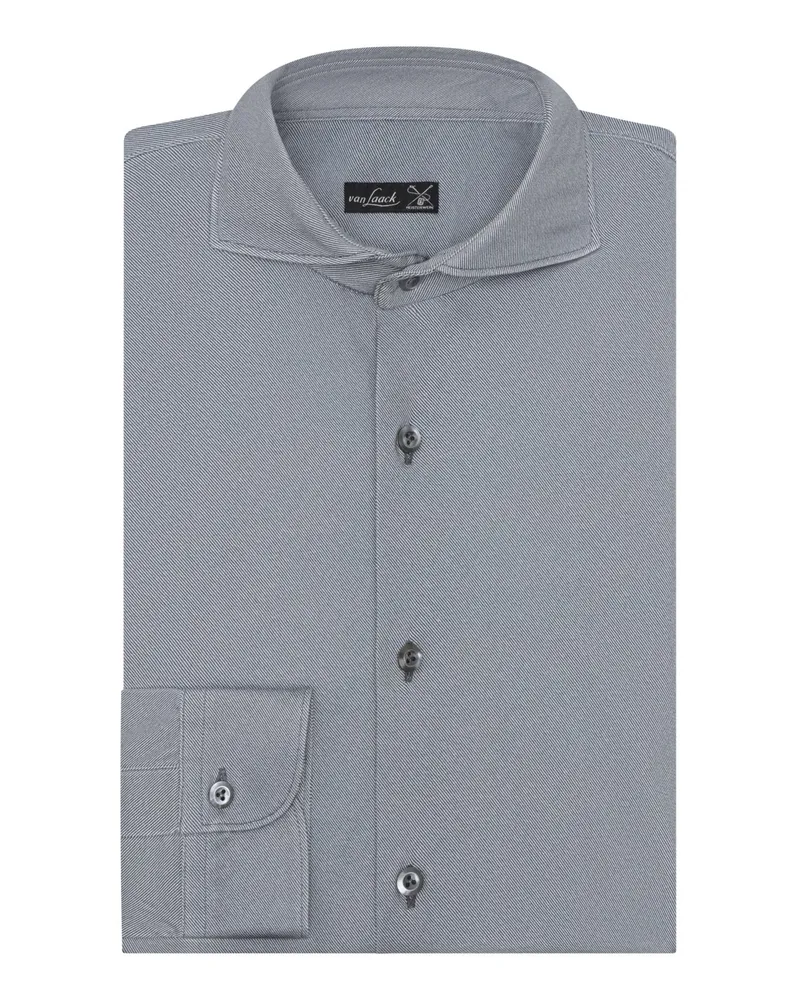 van Laack Unifarbenes Jersey-Hemd in Twill-Qualität, Tailor Fit in Grau