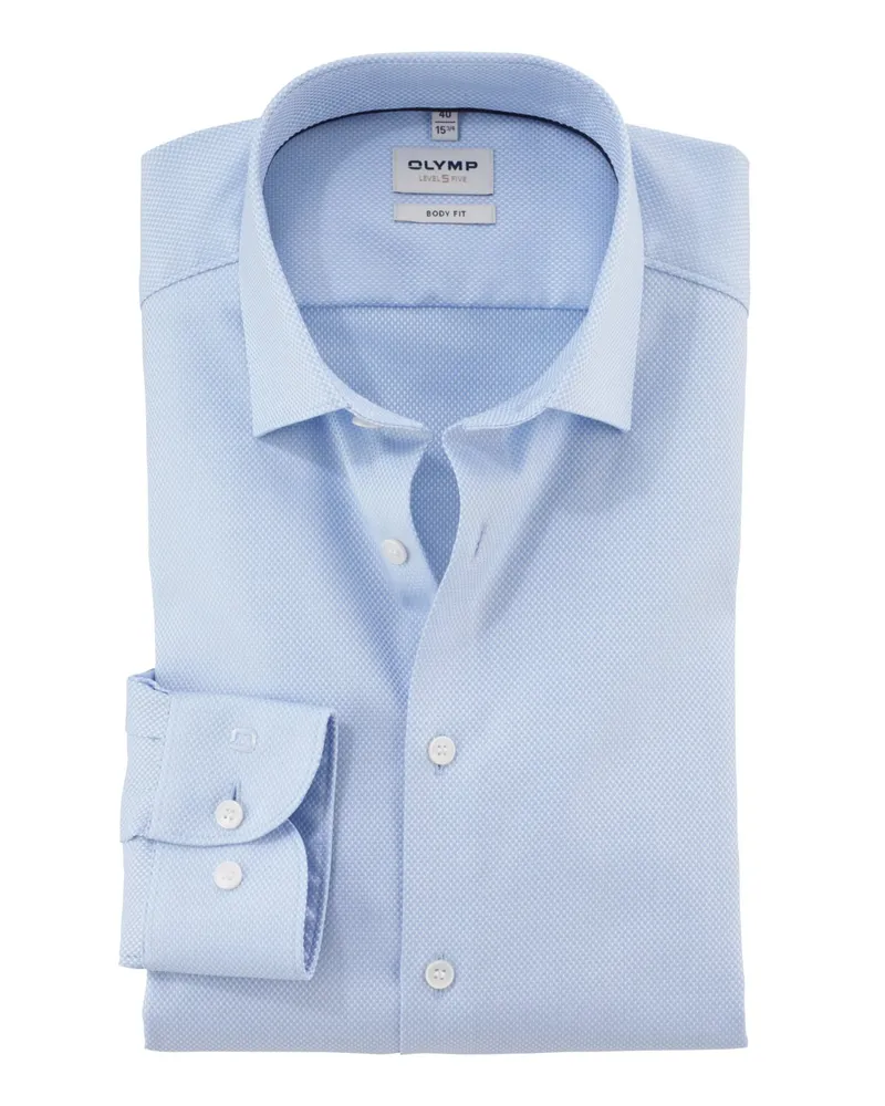 Olymp Level Five, Body Fit, Hemd mit Stretch und Struktur in Hellblau