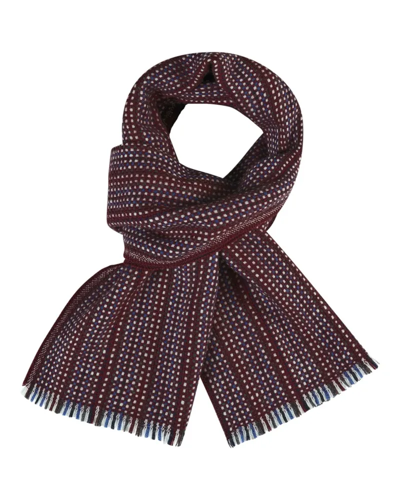 DANTE Softer Wollschal mit Kleinmuster und Fransen in Bordeaux