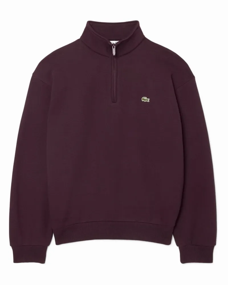 Lacoste Sweat-Troyer mit Logo-Aufnäher, Classic Fit in Bordeaux