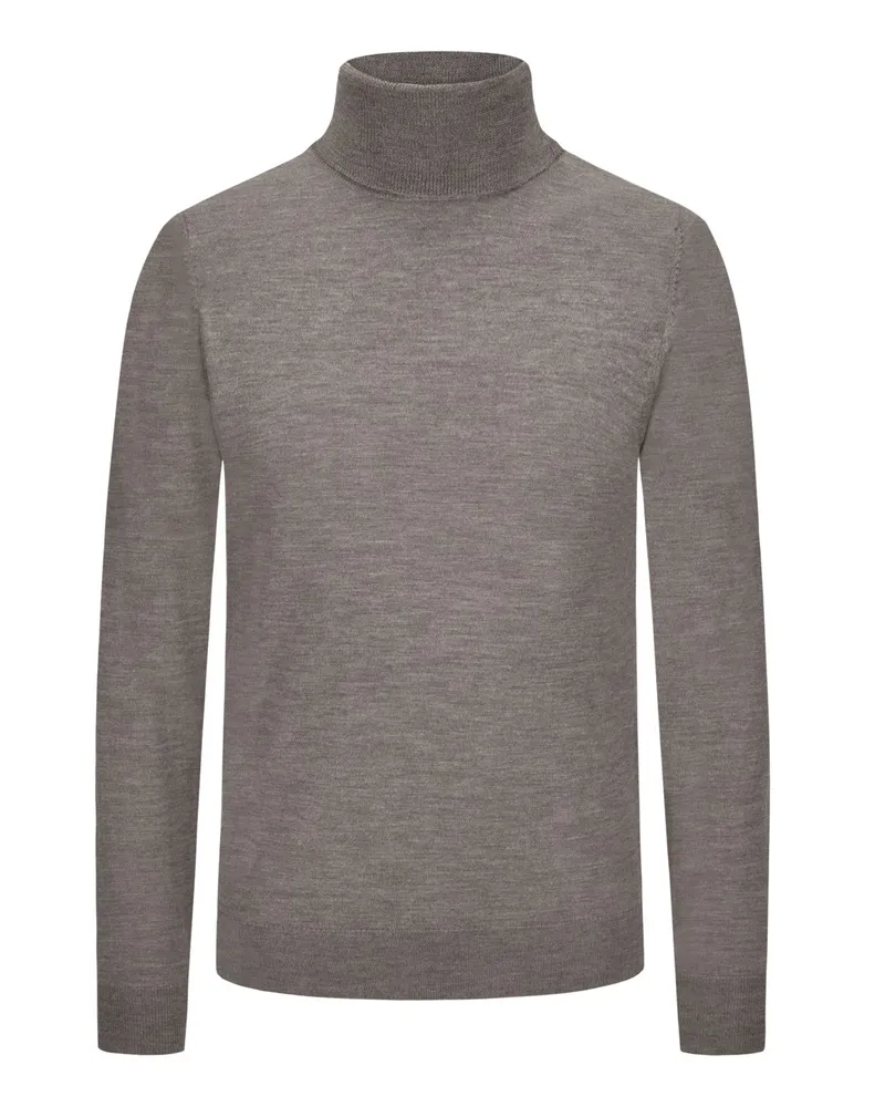 Tom Rusborg Glatter Rollkragenpullover aus Merinowolle in Braun