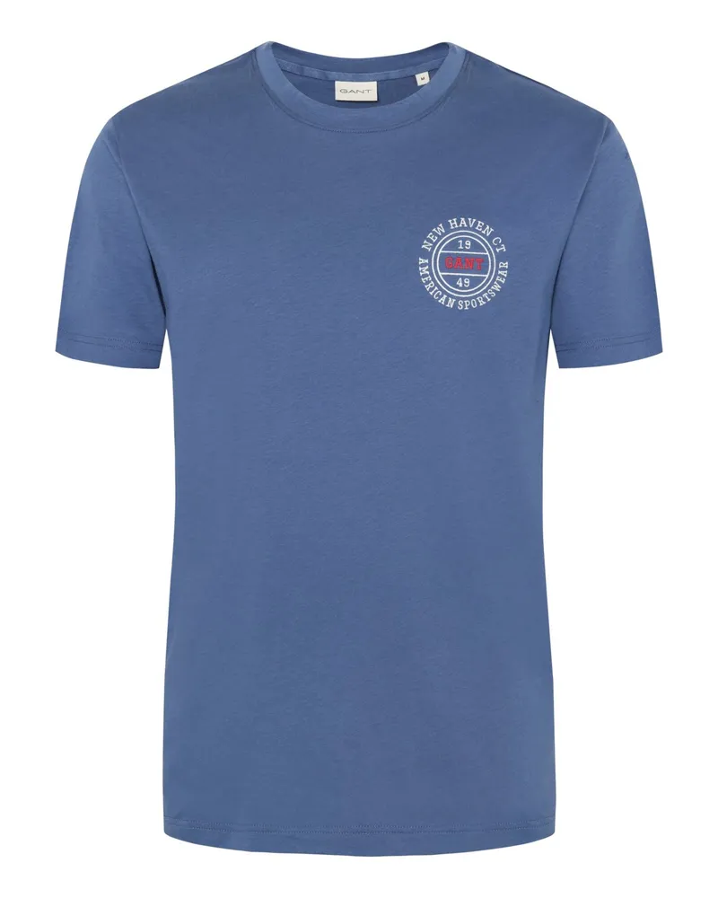 Gant Softes T-Shirt mit kleinen Graphic-Prints in Mittelblau