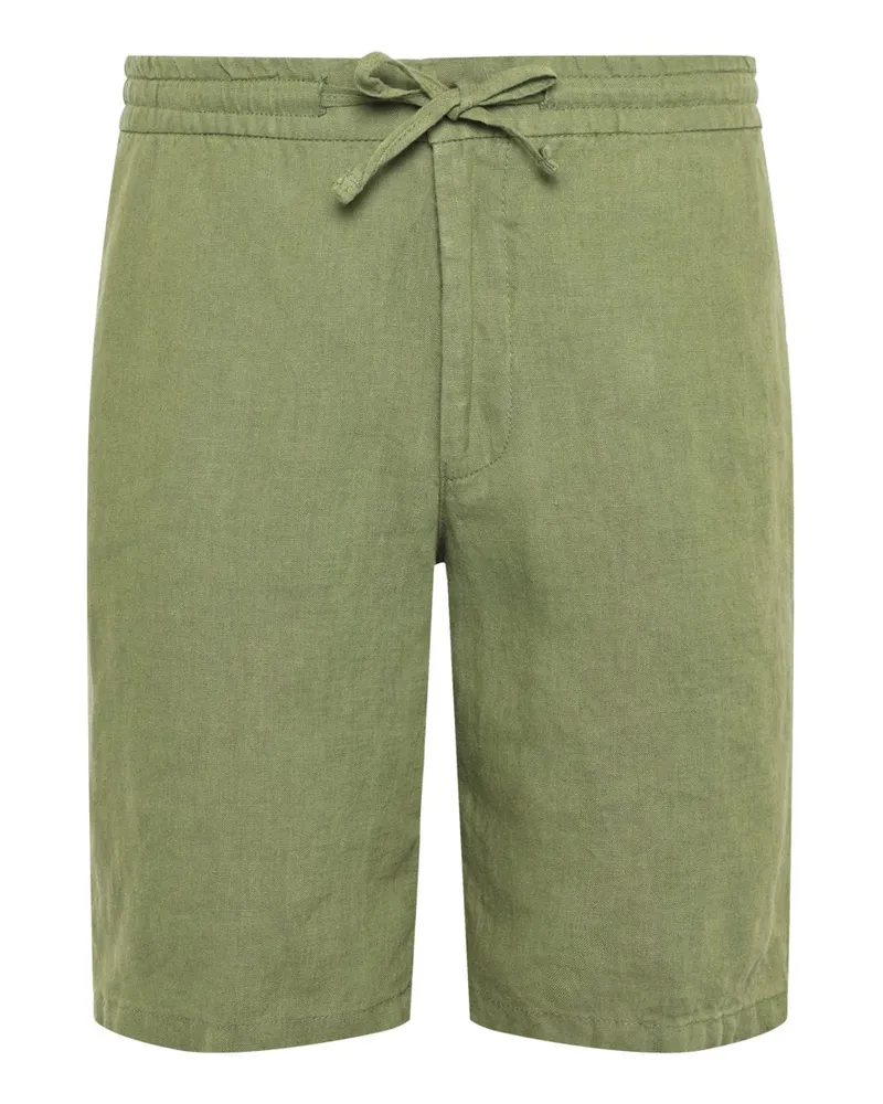 Tom Rusborg Leichte Leinenshorts mit elastischem Bund und Kordelzug in Grün