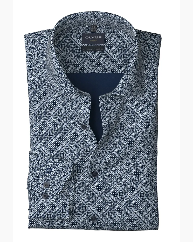 Olymp Luxor, Comfort Fit, Stretch-Hemd mit floralem Print in Marine