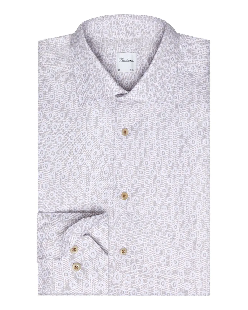 Stenströms Baumwollhemd mit floralem Print, Regular Fit in Beige