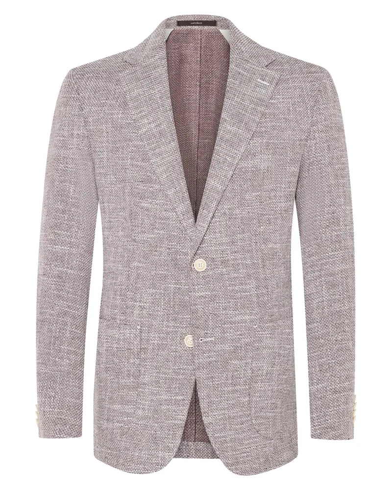 windsor. Ungefüttertes Baumwollsakko mit Leinen und Stretch, Shaped Fit in Bordeaux