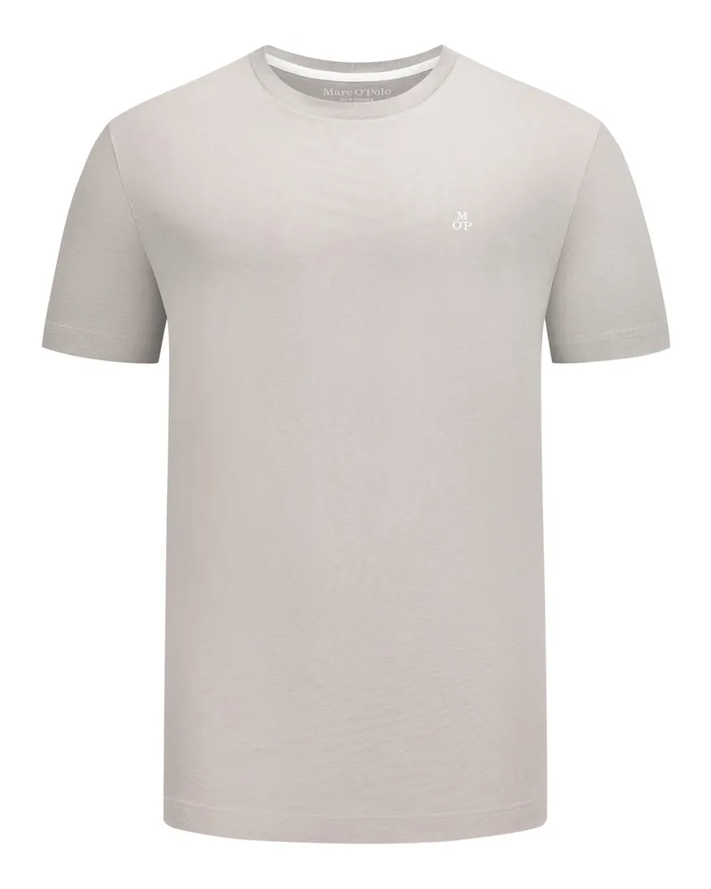 Marc O'Polo Unifarbenes T-Shirt mit kleinem Label-Print, Regular Fit in Sand