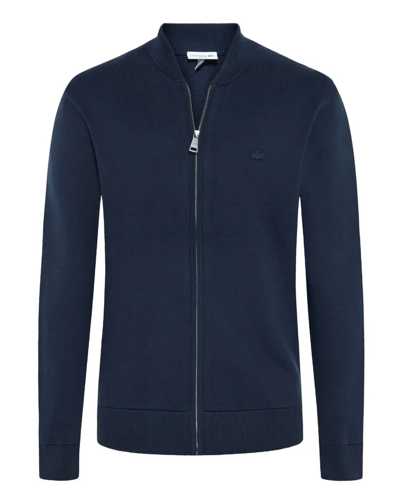 Lacoste Leichte Strickjacke mit Zip und Krokodil-Aufnäher in Marine