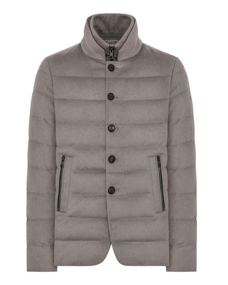 DUNO Gesteppte Wolljacke Master T mit Daunenfüllung und Stehkragen, Regular Fit in Sand