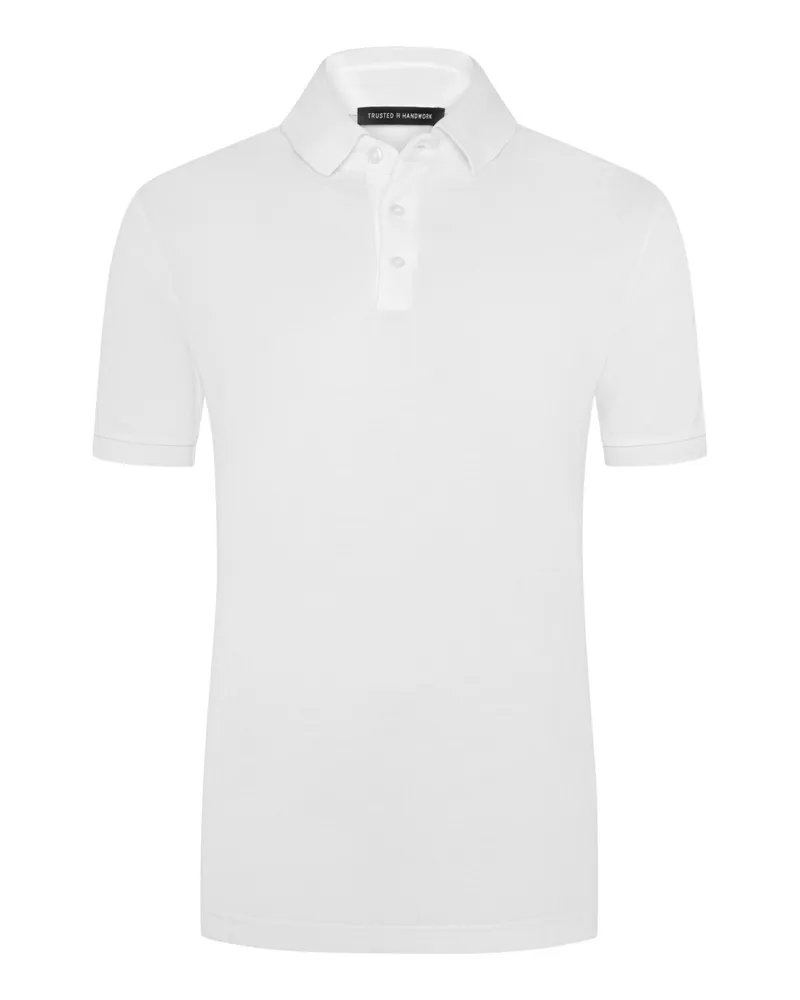 Trusted Handwork Glattes Poloshirt aus Pima-Baumwolle in Weiß