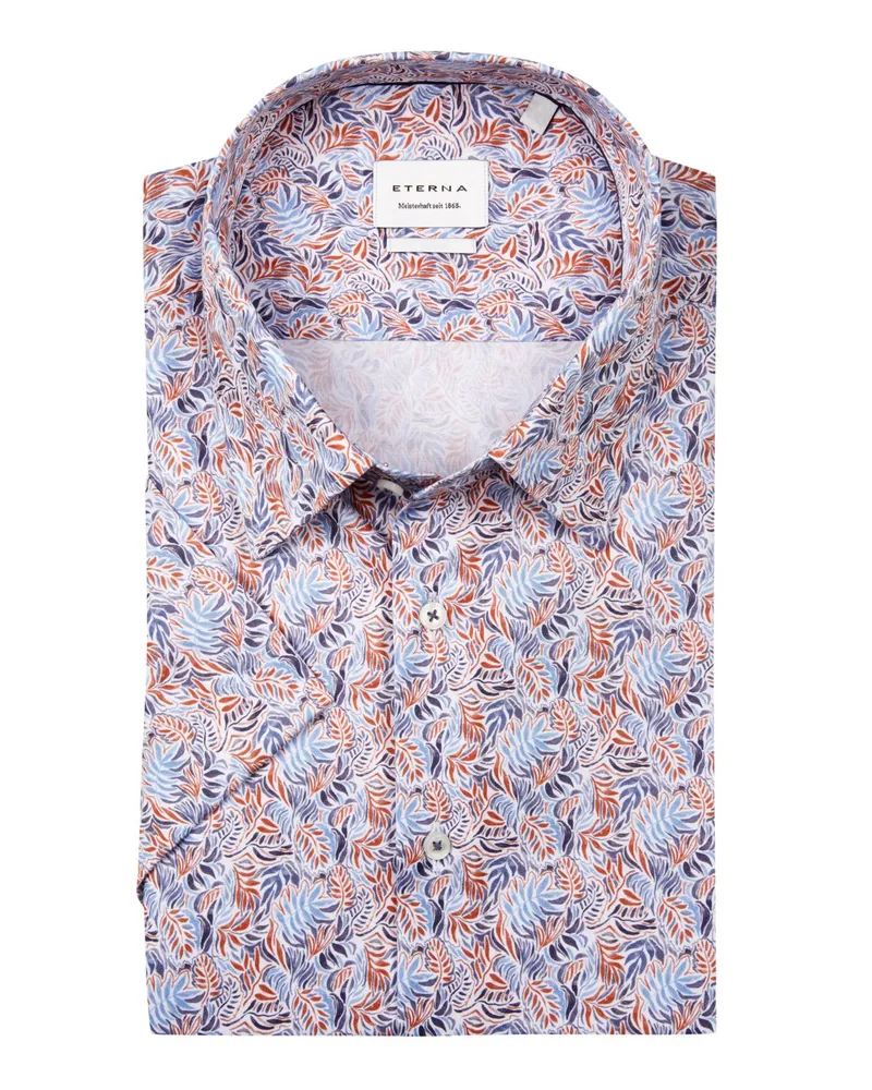Eterna Bügelfreies Kurzarmhemd mit floralem Print, Modern Fit in Rot