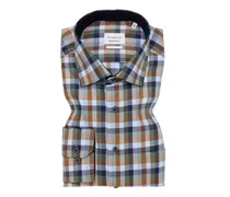 Bügelfreies Baumwollhemd mit buntem Karo, Modern Fit in