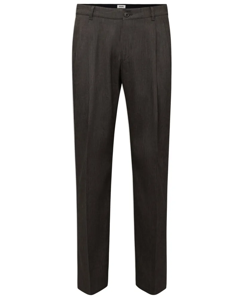 Drykorn Leinenhose Chasy mit Stretchanteil und Bundfalte in Dunkelbraun