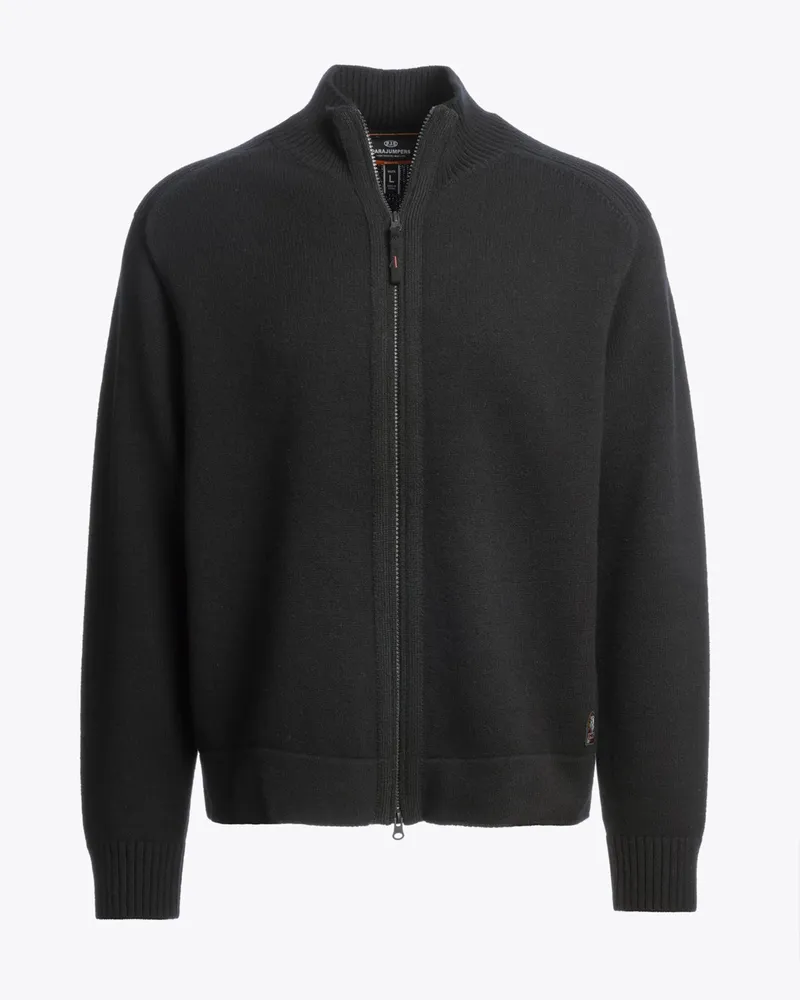 Parajumpers Softe Strickjacke aus einem Woll-Mix mit Label-Aufnäher in Schwarz