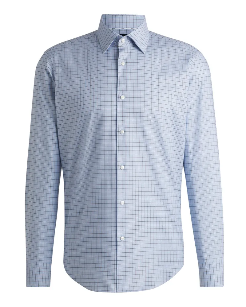 HUGO BOSS Hemd mit Karomuster und Stretchanteil, Regular Fit in Hellblau