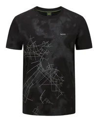 HUGO BOSS T-Shirt mit gummiertem Print mit HeiQ Mint-Technologie Schwarz