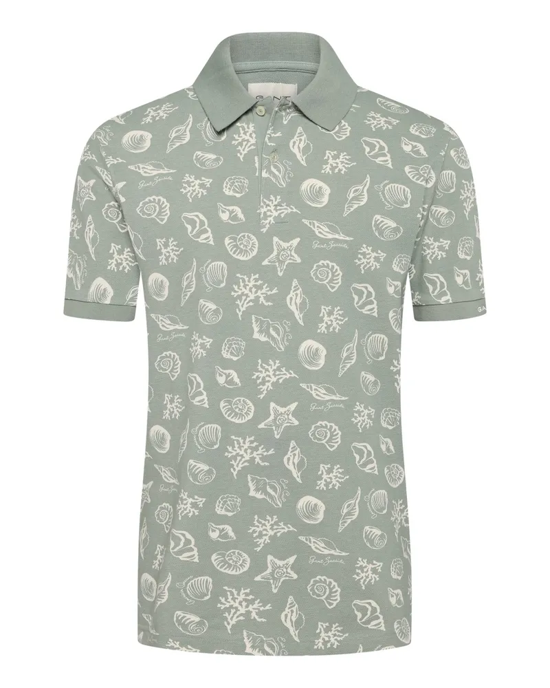 Gant Strukturiertes Poloshirt mit maritimen Motiven in Hellgrün