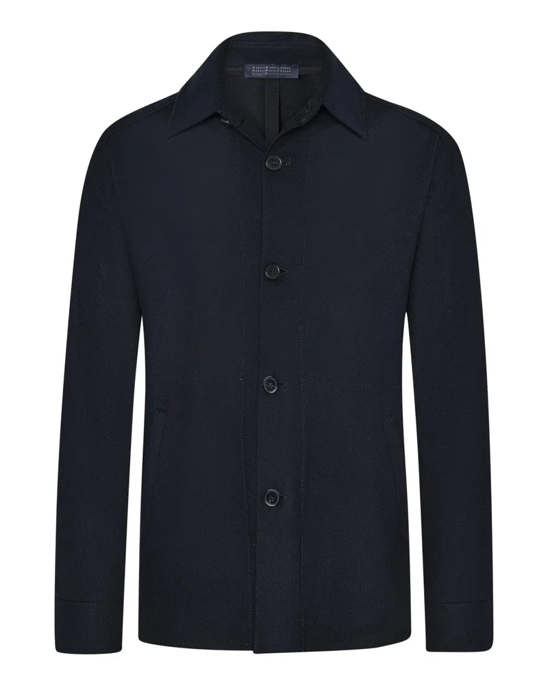 Harris Wharf London Strukturiertes Overshirt aus Baumwolle mit Umlegekragen in Marine