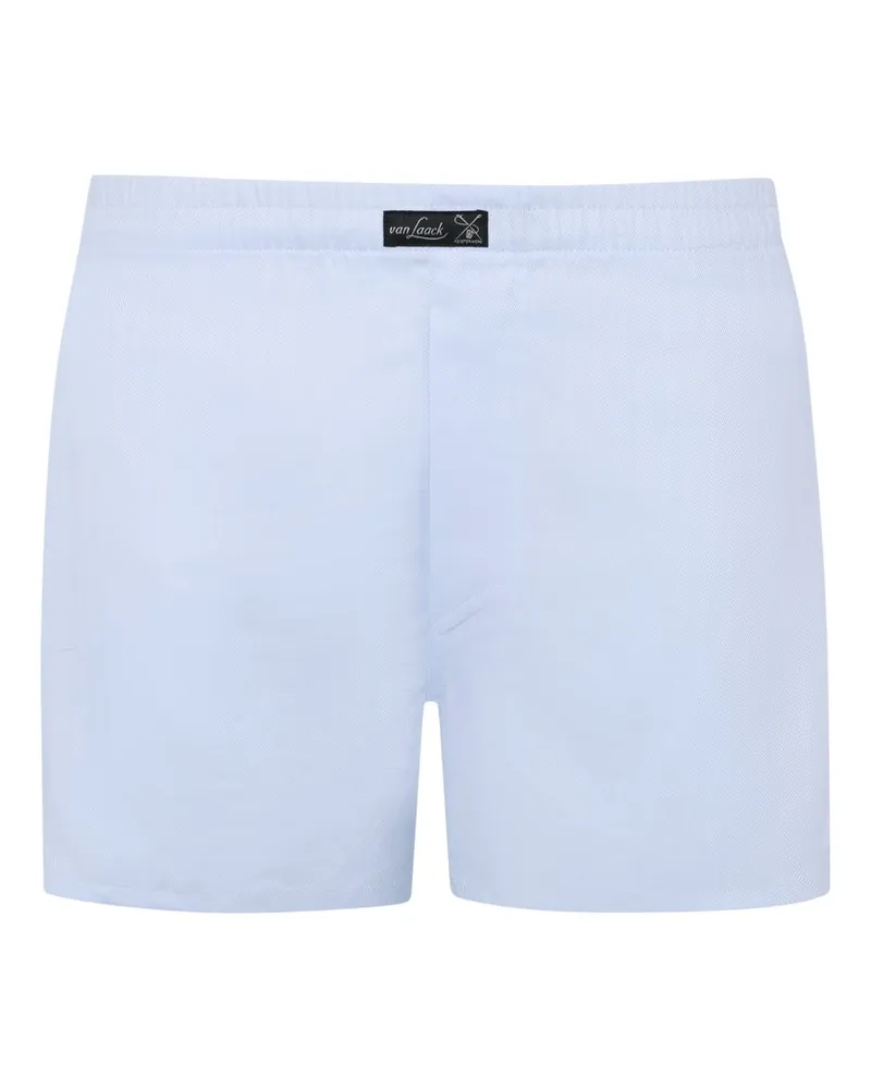 van Laack Unifarbene Boxershorts aus Baumwolle mit Label-Aufnäher in Hellblau