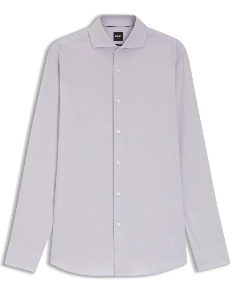 HUGO BOSS Hemd aus Baumwolle und Lyocell, Slim Fit in Flieder