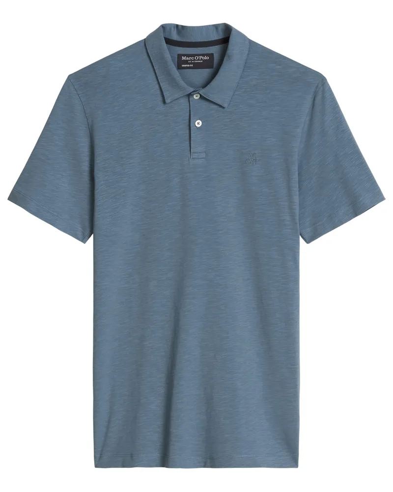 Marc O'Polo Poloshirt aus softer Bio-Baumwolle mit Label-Stickerei, Shaped Fit in Denim