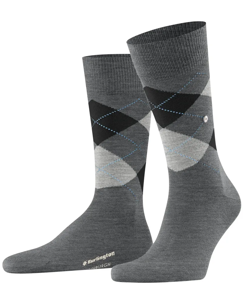 Burlington Wadenhohe Socken mit Schurwolle in Argyl-Muster in Grau