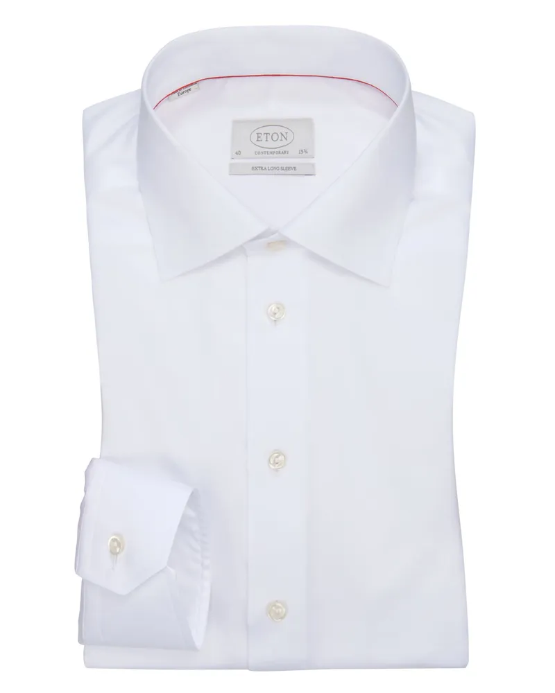 Eton Hemd mit extralangem Arm, Contemporary Fit in Weiß