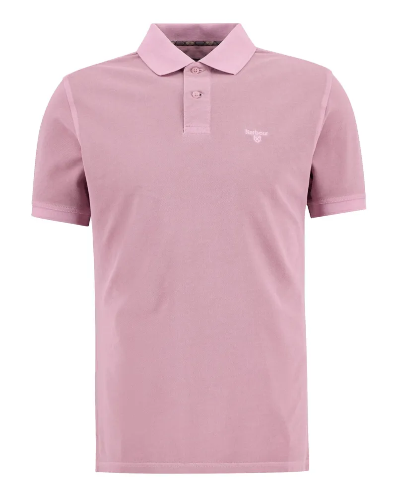 Barbour Piqué-Poloshirt aus Baumwolle mit Label-Schriftzug, Tailored Fit in Pink