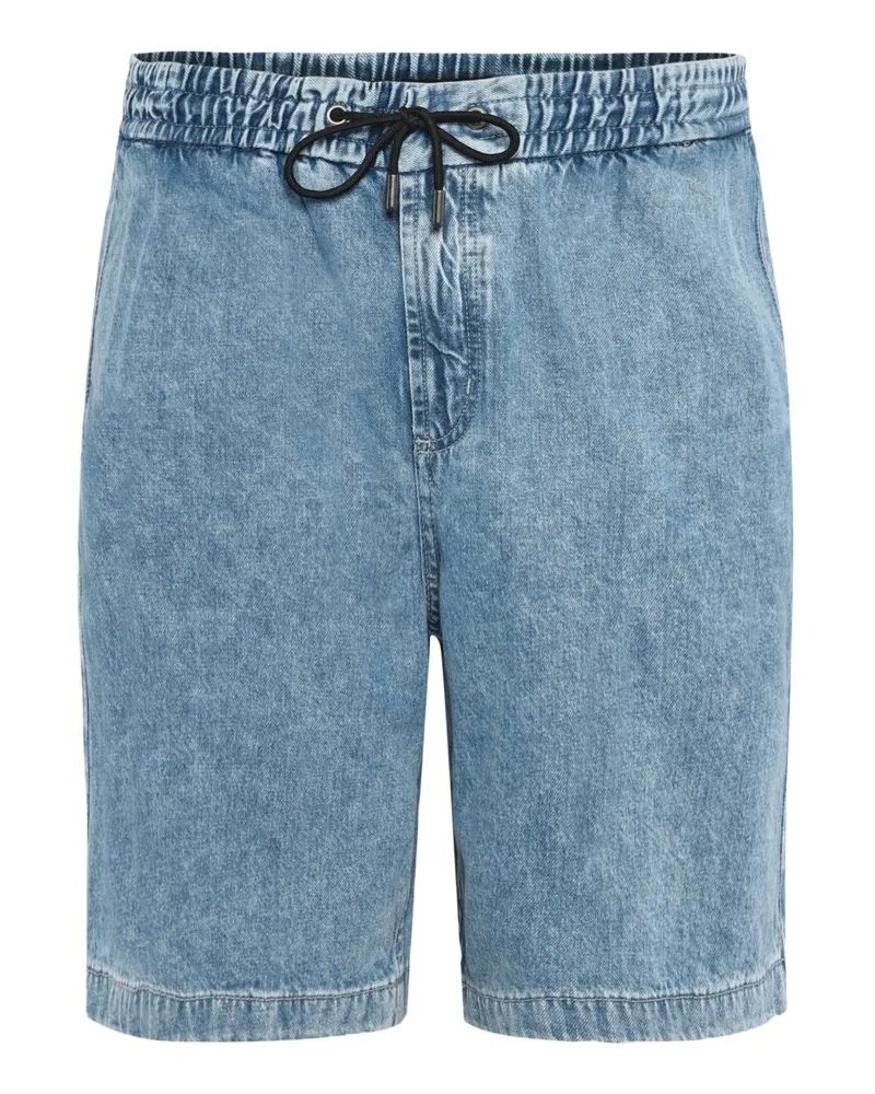HUGO BOSS Jeans-Bermudas in Washed-Optik mit elastischen Bund und Kordelzug in Graublau