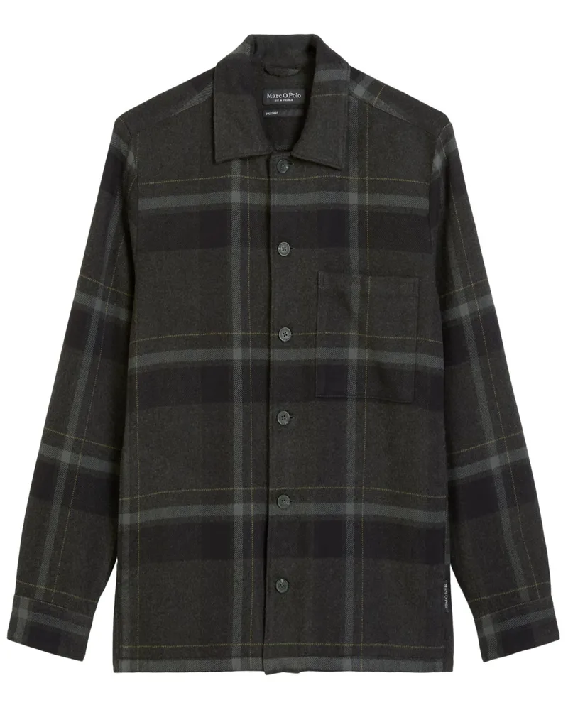 Marc O'Polo Flanell Overshirt aus Baumwolle mit Check-Muster in Grün