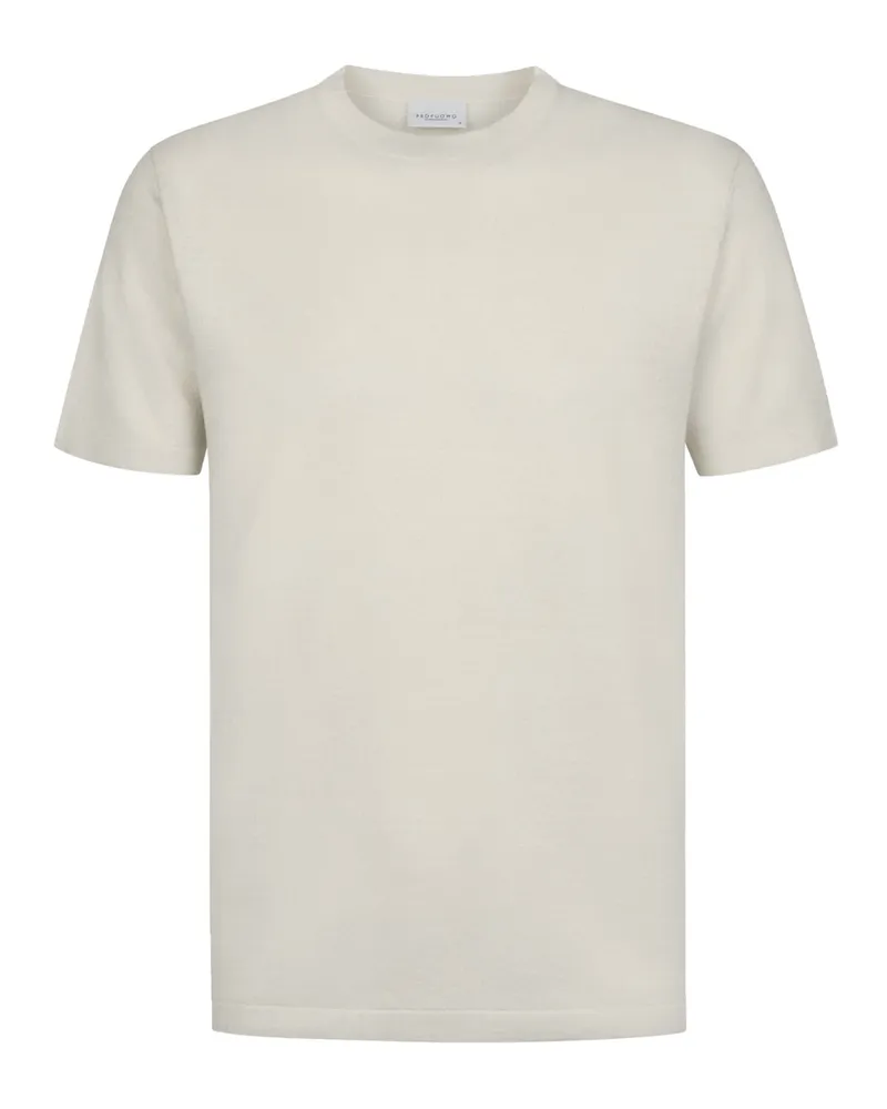 Profuomo Strick-T-Shirt aus Leinen und Baumwolle, Regular Fit in Beige