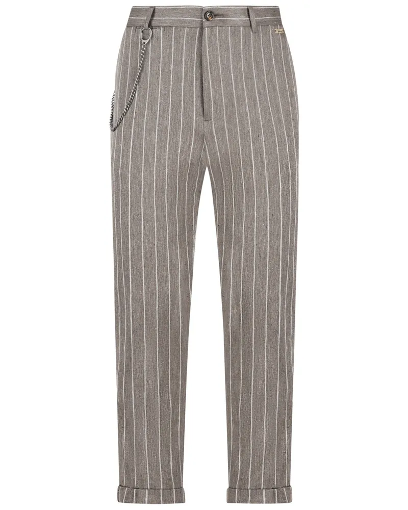 Luis Trenker Leinenhose mit Baumwollanteil und Nadelstreifen in Beige
