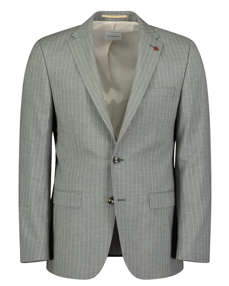 Roy Robson Anzugsakko aus einem Woll-Mix mit Streifen, Slim Fit in Grün