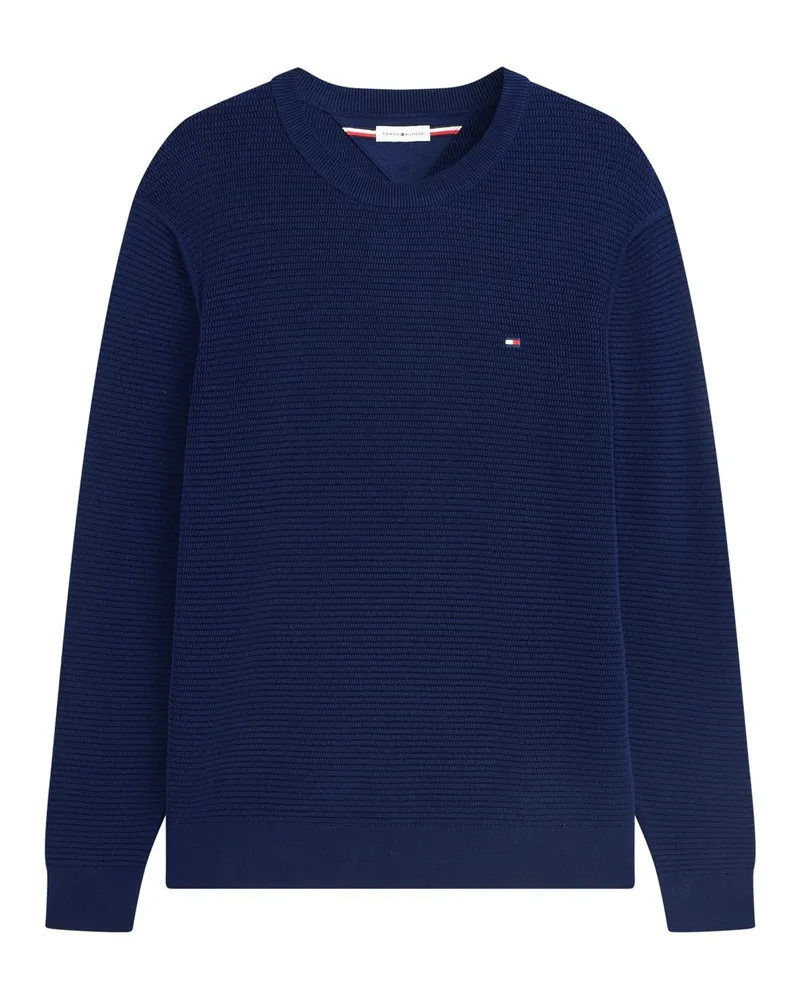 Tommy Hilfiger Pullover aus einem Baumwollstrick mit Logo-Stickerei in Marine