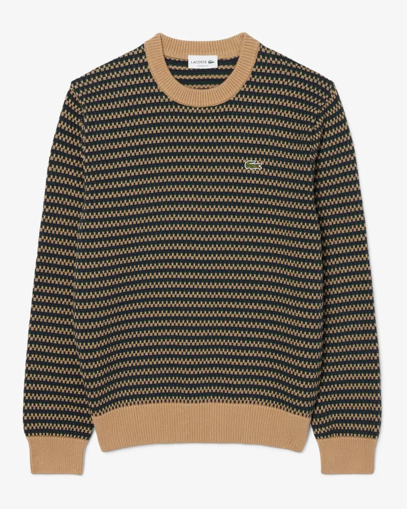 Lacoste Rundhals-Pullover mit Muster und Struktur, Classic Fit in Grün