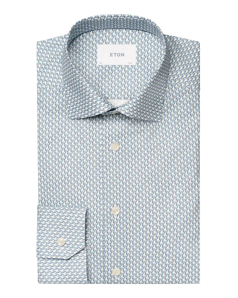 Eton Hemd aus Baumwolle mit Papagei-Print, Classic Fit in Hellblau