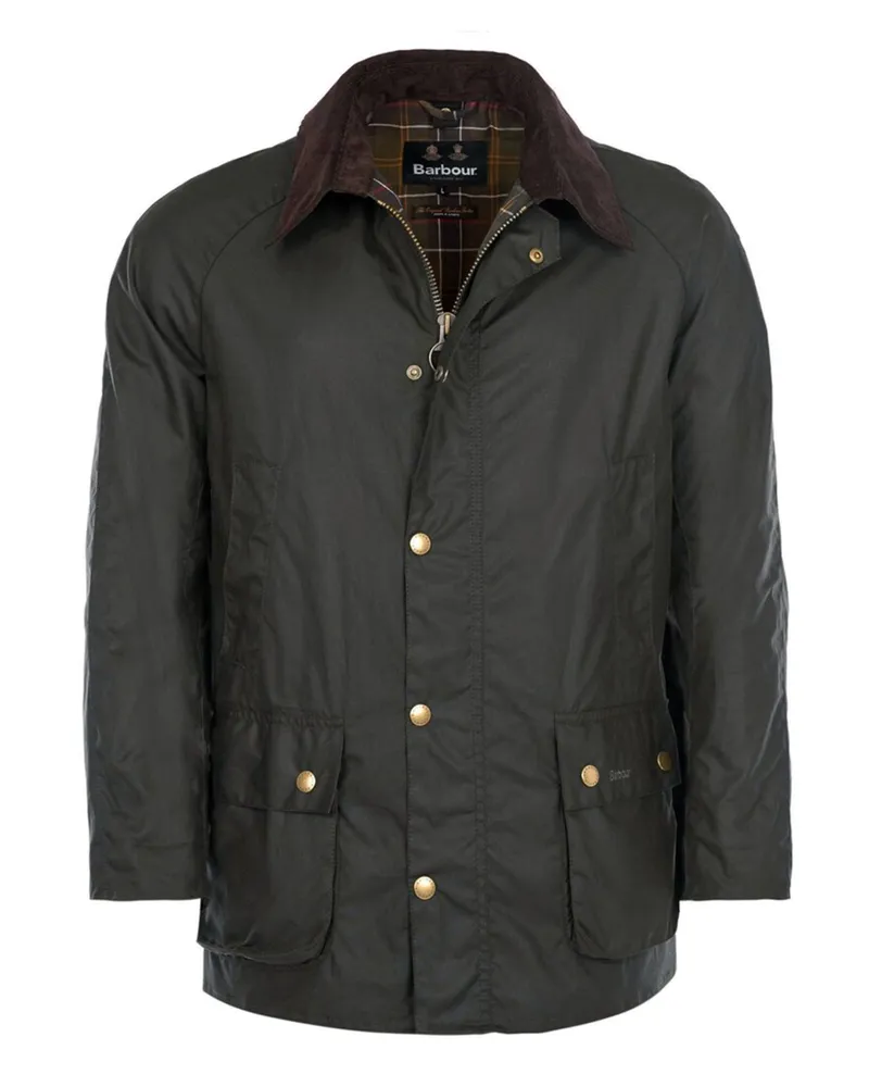 Barbour Wachsjacke Ashby mit Cordkragen in Oliv