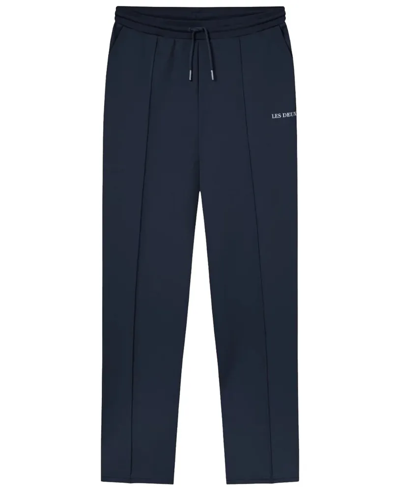 LES DEUX Sweatpants mit Stretchanteil und Label-Schriftzug in Marine