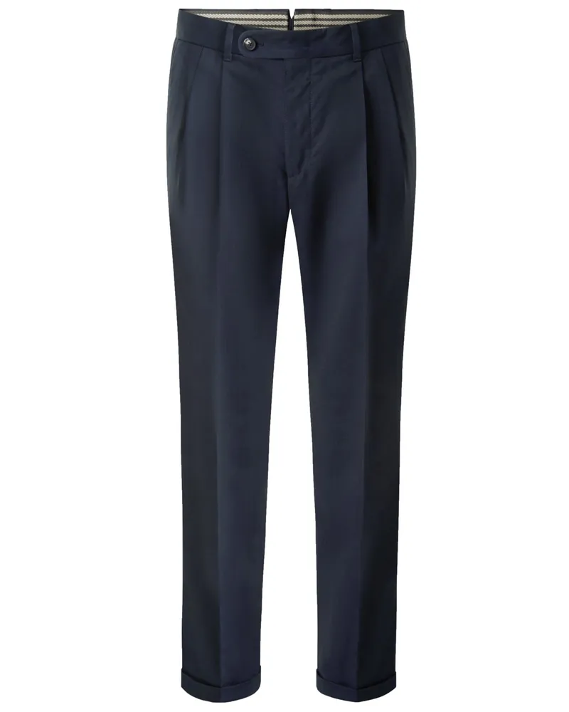 windsor. Anzughose aus Reda Schurwolle mit Stretch und Bundfalten, Shaped Fit in Marine