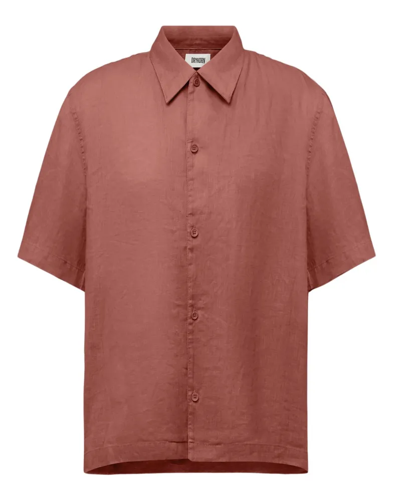 Drykorn Sommerliches Kurzarmhemd mit Leinenanteil, Regular Fit in Rostrot