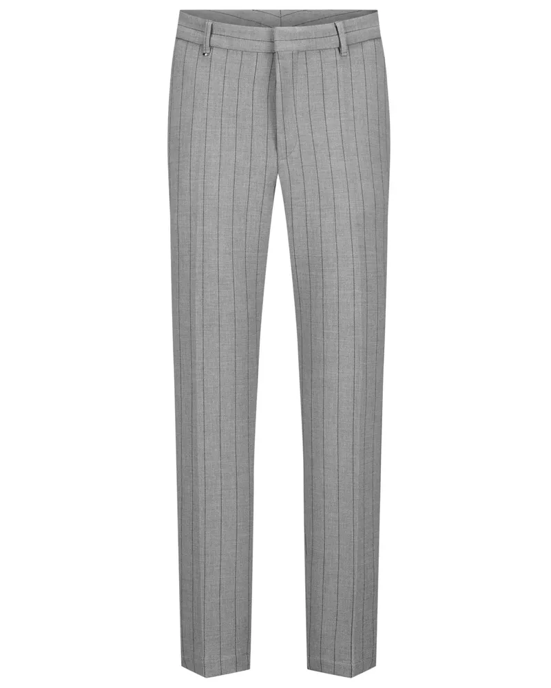 HUGO BOSS Elastische Hose mit Nadelstreifen, Relaxed Fit in Grau