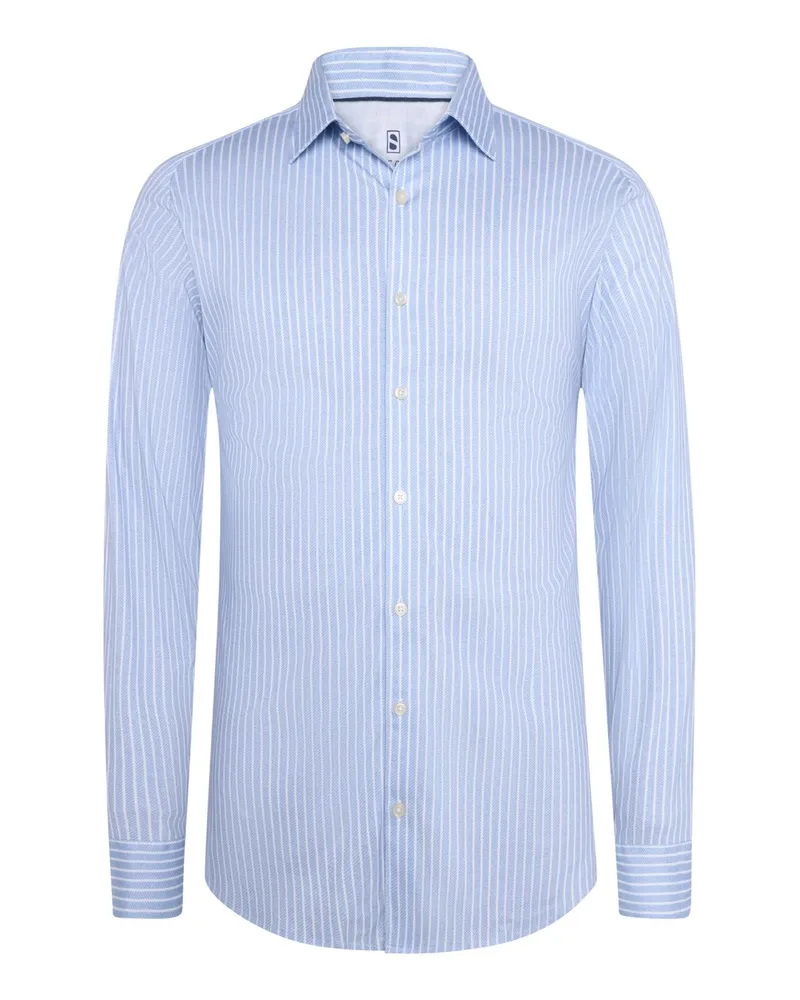 DESOTO Jersey-Businesshemd aus Baumwolle mit Streifen in Hellblau
