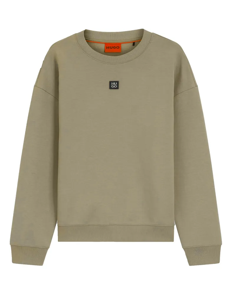 HUGO BOSS Softes Sweatshirt mit Logo-Aufnäher auf der Brust in Beige