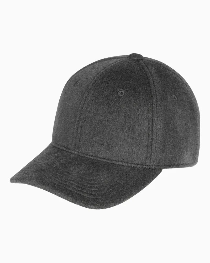 Profuomo Flanell-Cap aus Wolle mit Label-Aufnäher in Anthrazit