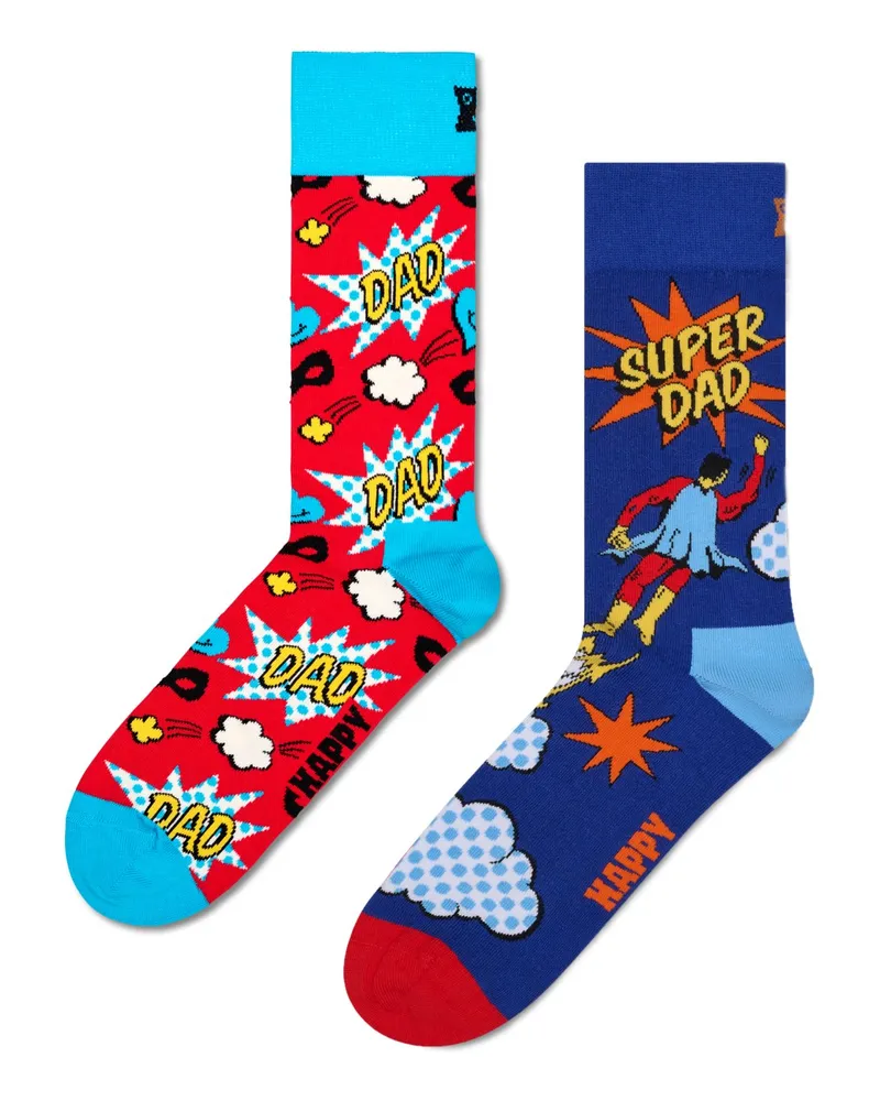 Happy Socks 2er Pack Super Dad-Socken als Geschenkbox in Multicolor