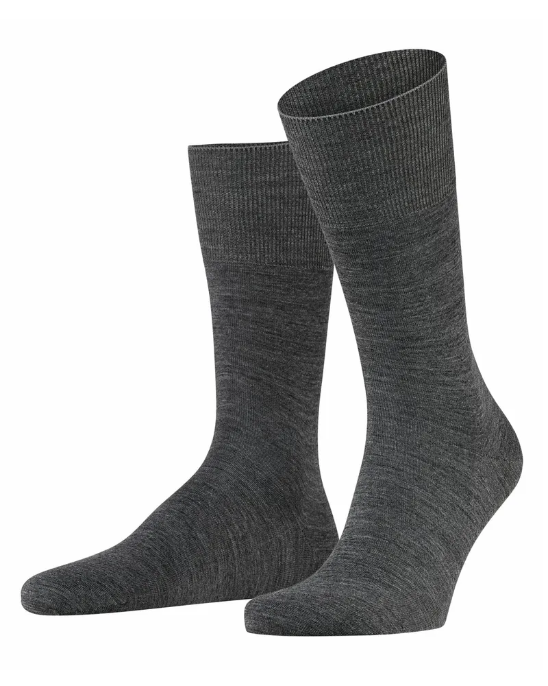 Falke Wadenhohe glatte Socken aus Merino-Baumwoll-Mix in Grau