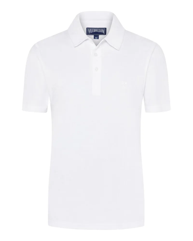 Vilebrequin Unifarbenes Poloshirt aus einem Baumwollmix in Weiß