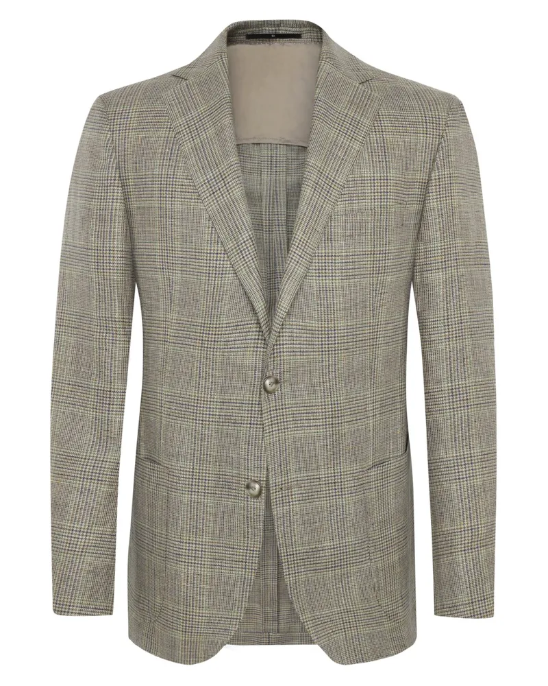 Dressler Einreihiges Sakko aus Schurwolle-Leinen-Mischgewebe in Beige